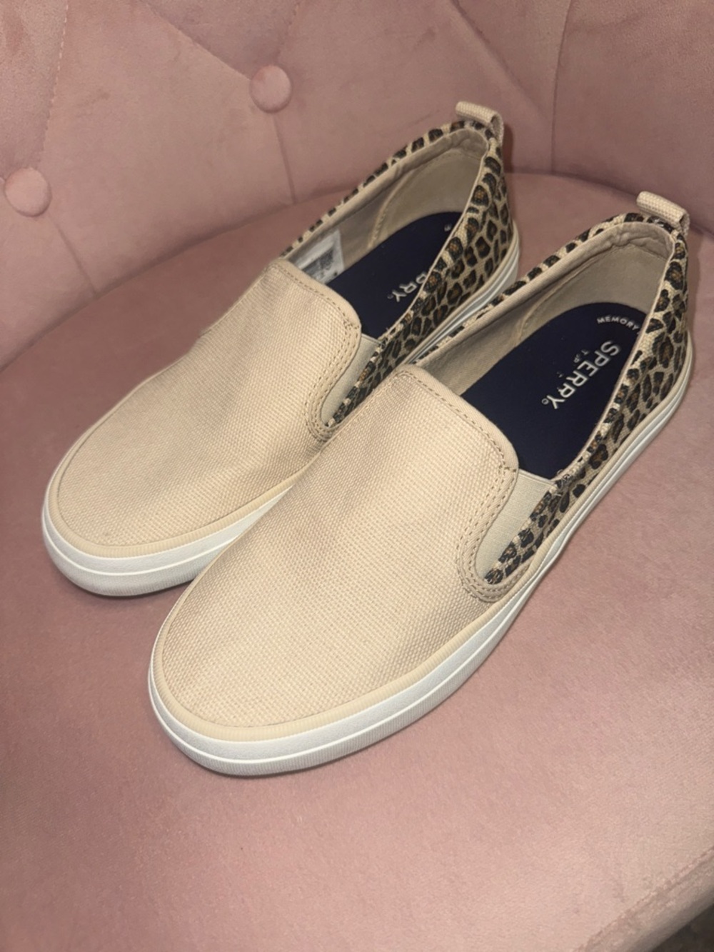 Sperry Women Top Sider Slip-On Sneakers with Leopard, size 8.5, GUC